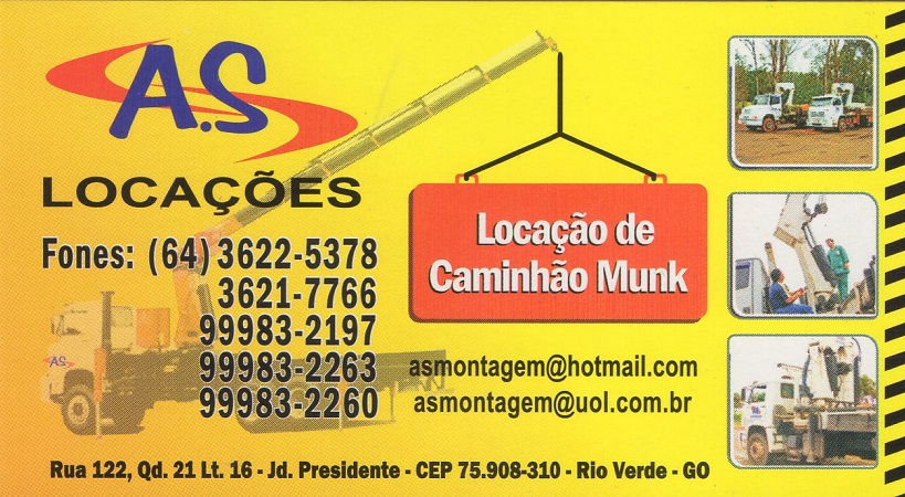 AS LOCAÇÕES - LOCAÇÃO DE CAMINHÃO MUCK EM RIO VERDE