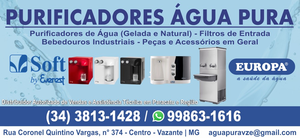 ÁGUA PURA PURIFICADORES EM VAZANTE