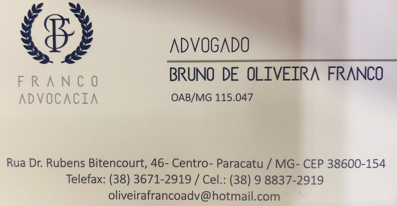 Bruno de Oliveira Franco Advogado Criminal em Paracatu