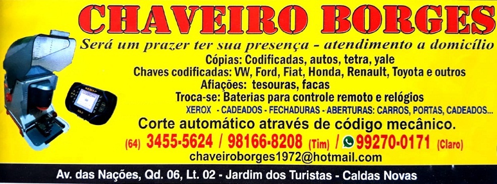 CHAVEIRO BORGES - CHAVEIRO MÓVEL EM CALDAS NOVAS